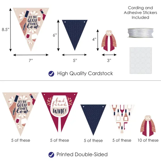 Big Dot of Happiness But First, Wine - DIY Wine Tasting Party Pennant Garland Decoration - Triangle Banner - 30 Pieces {4}