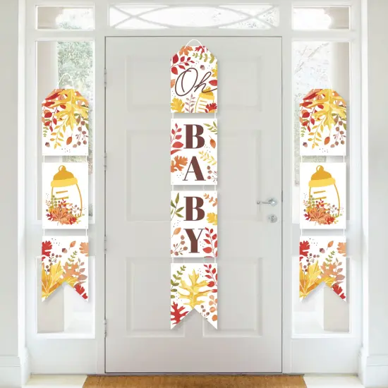Big Dot of Happiness Fall Foliage Baby - Hanging Vertical Paper Door Banners - Autumn Leaves Baby Shower Wall Decoration Kit - Indoor Door Decor {1}