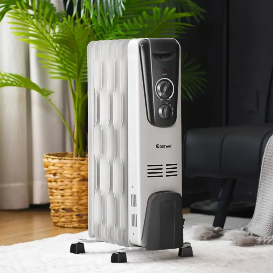 Costway 1500W Electric Oil Filled Radiator Space Heater 5.7 Fin Thermostat Room Radiant {2}