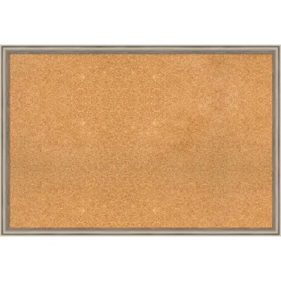 Salon Scoop Wood Framed Corkboard, Natural Cork Pewter {1}