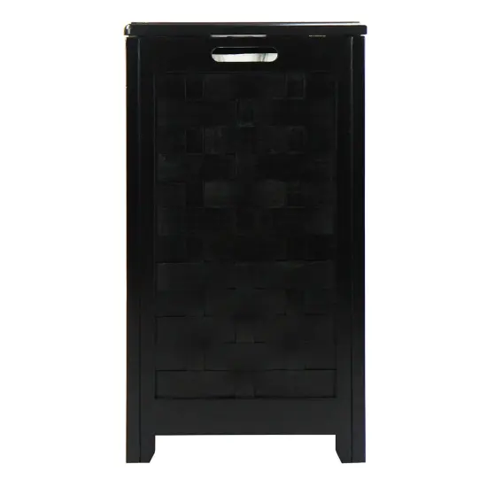 Oceanstar Mahogany Finished Rectangular Veneer Laundry Wood Hamper with Interior Bag Black {3}