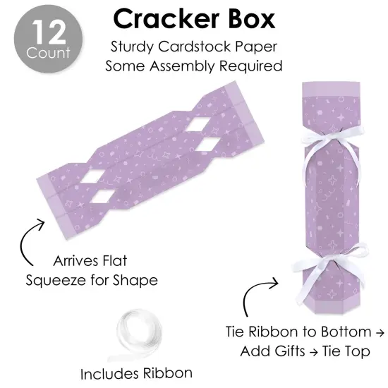 Big Dot of Happiness Purple Confetti Stars - No Snap Simple Party Table Favors - DIY Cracker Boxes - Set of 12 {7}