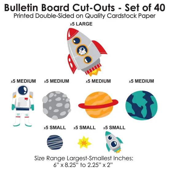 Big Dot of Happiness Outer Space Galaxy - DIY Classroom Decorations - Bulletin Board Cut-Outs - Set of 40 {4}