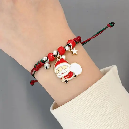 Wrapables Friendship Beaded Enamel Charm Bracelet, Santa {5}