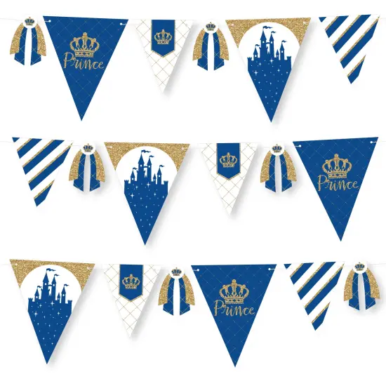 Big Dot of Happiness Royal Prince Charming - DIY Baby Shower or Birthday Party Pennant Garland Decoration - Triangle Banner - 30 Pieces {1}