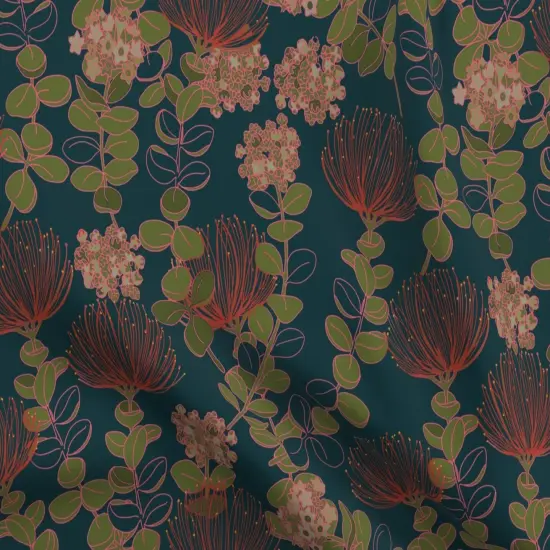 Various Fabrics by the Yard or Fat Quarter Dark Botanical Hawaii Hawaiian Floral Flowers Red Teal Moody Tropical Custom Printed Fabric by Spoonflower {5}