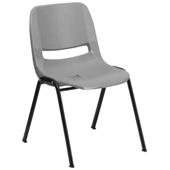 Emma and Oliver Ergonomic Shell Student Stack Chair - Classroom Chair / Office Guest Chair Gray {2}