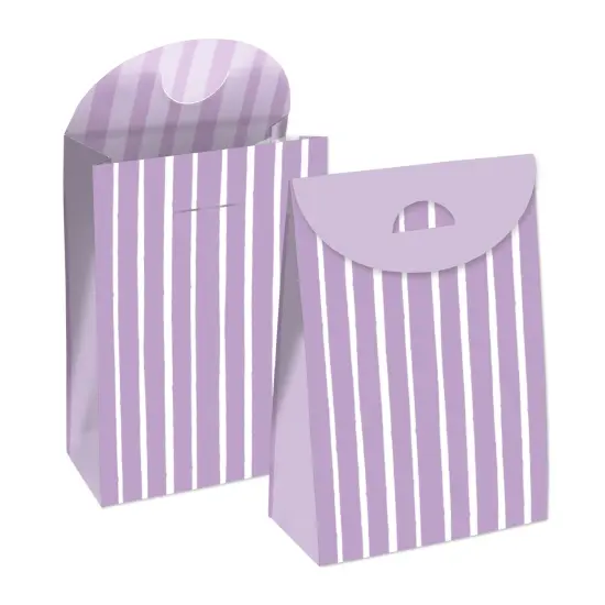 Big Dot of Happiness Purple Stripes - Simple Gift Favor Bags - Party Goodie Boxes - Set of 12 {1}