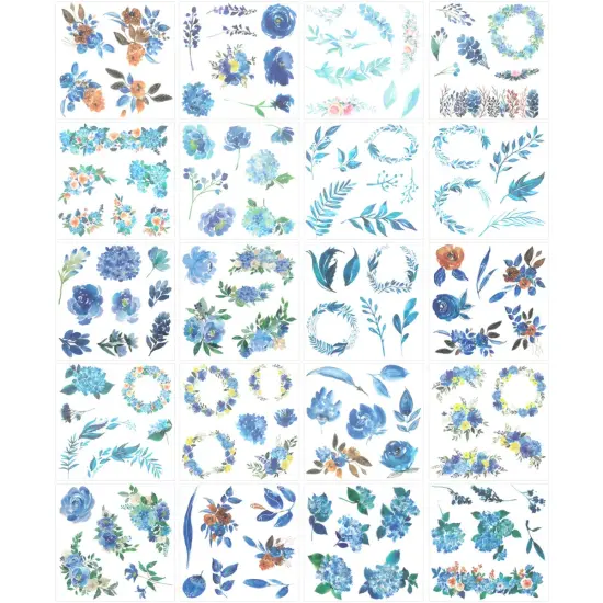 Wrapables Washi Scrapbooking Stickers Box Set Blue Floral {2}