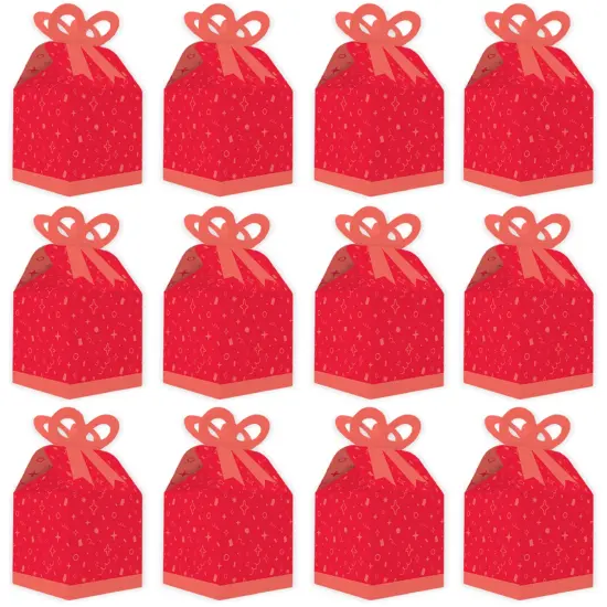 Big Dot of Happiness Red Confetti Stars - Square Favor Gift Boxes - Simple Party Bow Boxes - Set of 12 {6}