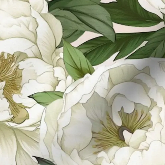 Various Fabrics by the Yard or Fat Quarter White Green Floral Plants Large Scale Garden Botanical Peonies Blooms Spring Summer Custom Printed Fabric by Spoonflower {7}