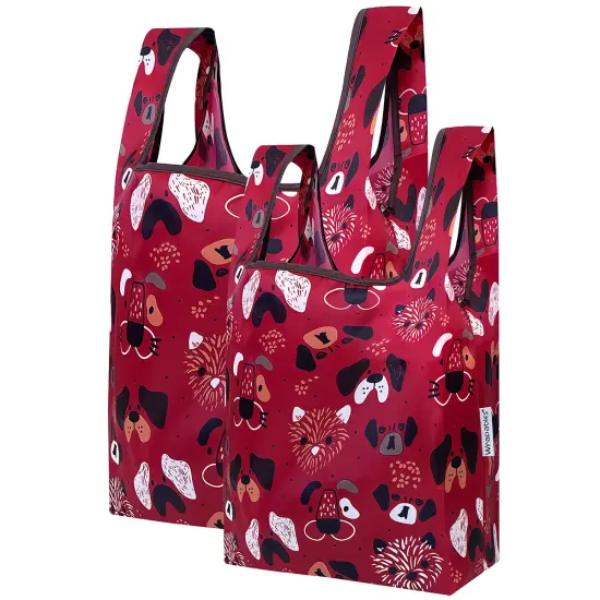 Wrapables JoliBag Collection Reusable Shopping Bag (Set of 2) Cat & Dog Faces {1}