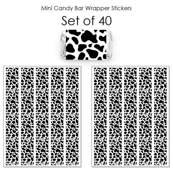 Big Dot of Happiness Cow Print - Mini Candy Bar Wrapper Stickers - Farm Animal Party Small Favors - 40 Count {4}