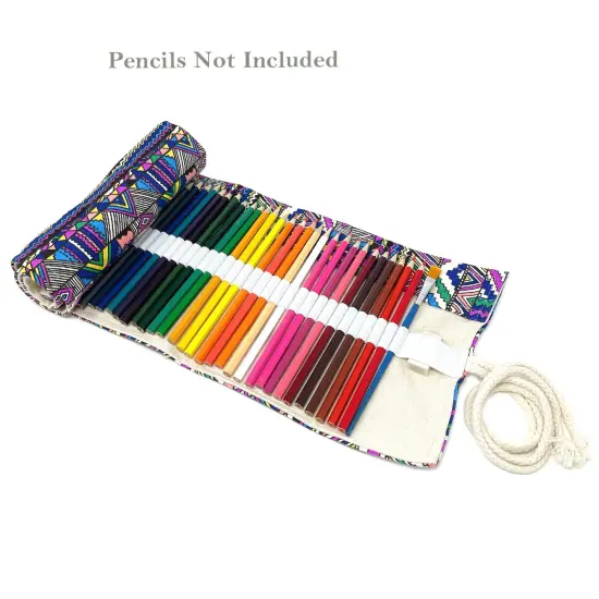 Wrapables Pencil Roll Organizer, Colored Pencil Wrap Pouch (72 slots) Bohemian {4}