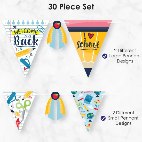 Big Dot of Happiness Back to School - DIY First Day of School Classroom Pennant Garland Decoration - Triangle Banner - 30 Pieces {6}