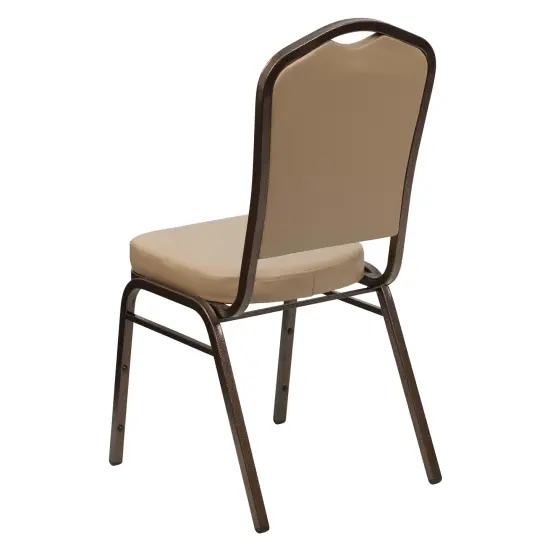 Emma and Oliver Crown Back Stacking Banquet Dining Chair TanVinyl/CopperVein {4}