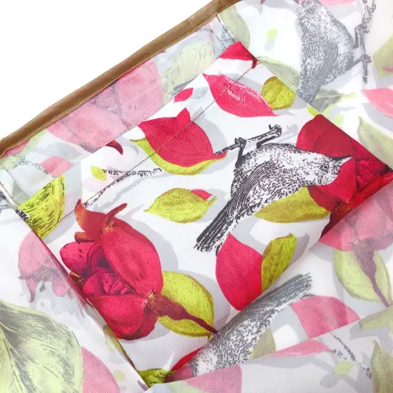 Wrapables Large & Small Foldable Tote Nylon Reusable Grocery Bags, Set of 2 Red Floral Gray Bird {4}