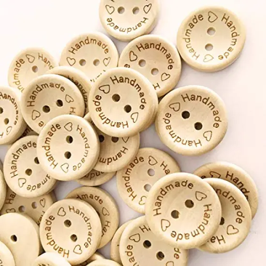 100 Pieces Wooden Handmade Buttons, Crafts Assorted Buttons Wooden Sewing Buttons, for Sewing Clothing Accessories, DIY Crafting Projects Decorations 20mm {2}