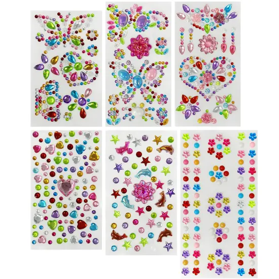 Wrapables Crystal Rhinestone Gem Stickers, Bling Jewel Adhesives for DIY Arts & Crafts, Smartphones, Water Bottles, Sunglass Cases (Set of 6) Hearts and Flowers {2}