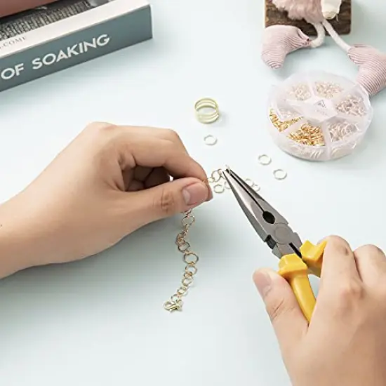 1000 Pieces Jump Rings Kit With Open Jump Rings 40PCS 12mm Lobster Clasps and Jump Rings Opener for Jewelry Making Keychains and Necklace Repair (Gold) {5}
