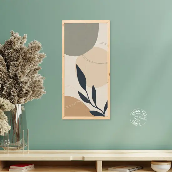 Botanical Wall Art Pastel Wood Sign Framed Tropical Leaves Decor {2}