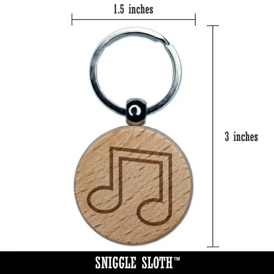 Music Eighth Notes Outline Engraved Wood Round Keychain Tag Charm {2}