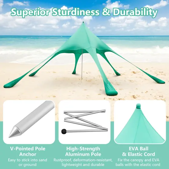 Beach Canopy Tent with UPF50+ Sun Protection and Shovel Green {6}