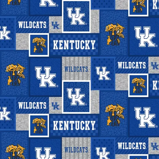 Sykel Enterprises-University of Kentucky Fleece Fabric-Kentucky Wildcats College Patch Fleece Blanket Fabric-Sold by the yard {1}