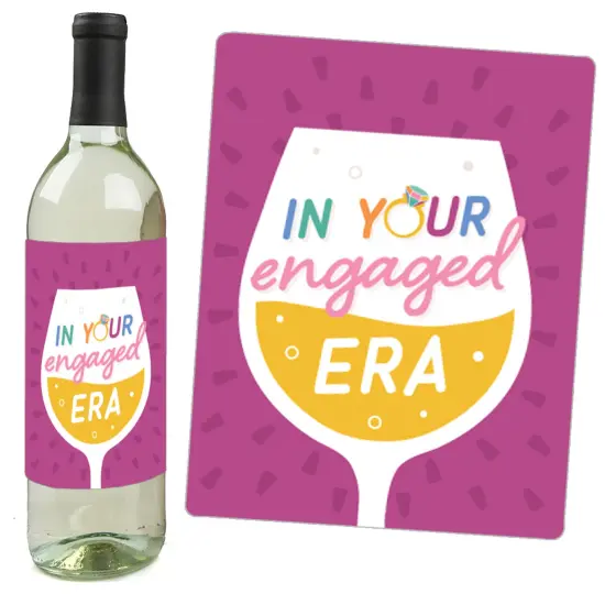 Big Dot of Happiness Just Engaged - Colorful - Engagement Party Decorations for Women and Men - Wine Bottle Label Stickers - Set of 4 {6}