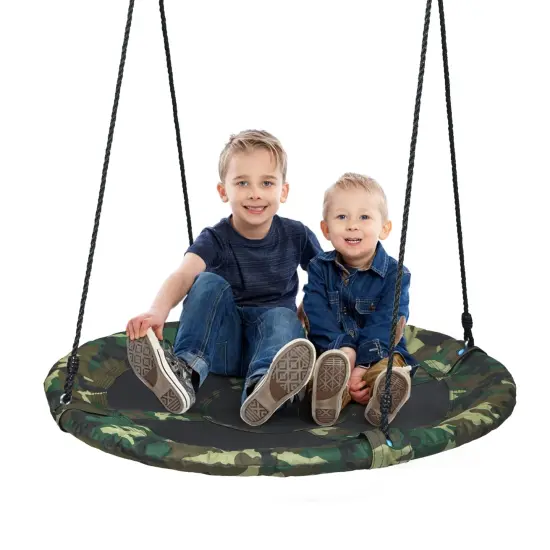 40 Inch Flying Saucer Tree Swing Outdoor Play Set with Adjustable Ropes Gift for Kids {4}