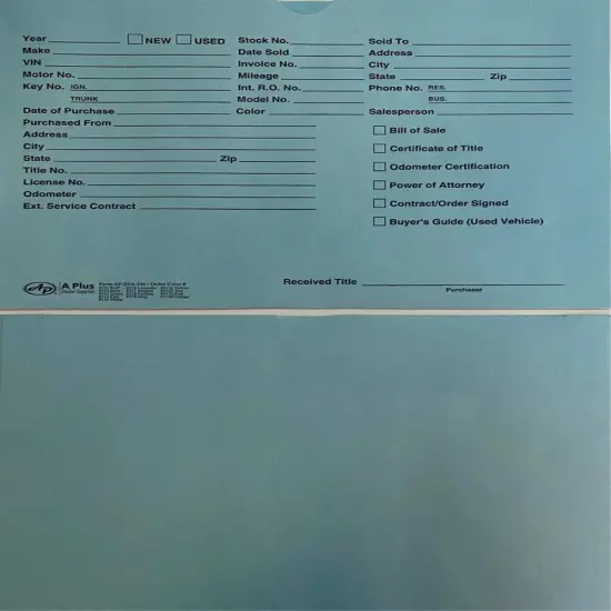 Vehicle Deal Jackets Pre-Printed {3}