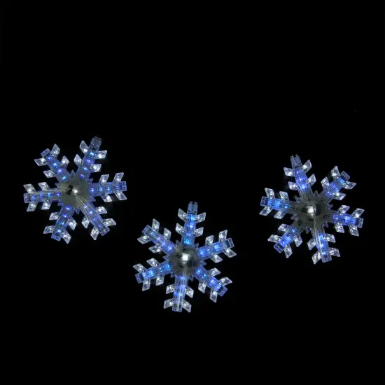 Northlight LED Cascading Snowflake Christmas Lights - White and Blue - 32" Black Wire - 3ct {1}