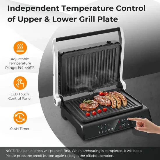 Costway Electric Panini Press Grill Sandwich Maker with LED Display&nbsp;& Removable Drip Tray {6}
