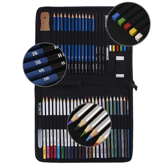 51-Piece Professional Drawing Set with Pencils, Sketch Charcoal, and Art Bag {2}