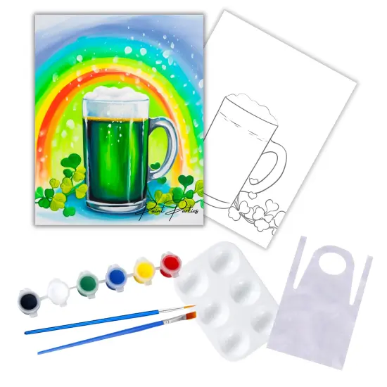 "St. Patty Drink" DIY Canvas Art Kit, Adult Beginner, Acrylic Paint Size 11x14 inch {1}