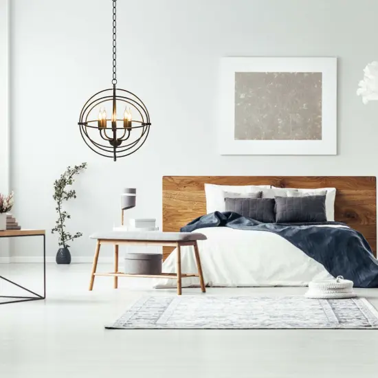 20 Inch 5 Lights Metal Chandelier with Pivoting Interlocking Rings {2}