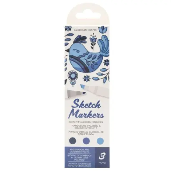 American Crafts - Sketch Markers Collection - Dual Tip - Chisel and Fine Point - Pacific 3 Pack 34007537 {3}