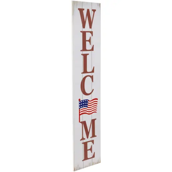 Northlight Welcome USA Flag Americana Wooden Porch Board Sign Decoration - 36" White {5}
