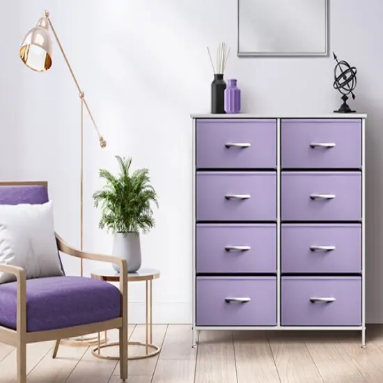 Sorbus Extra Wide Dresser Organizer With 8 Drawers - Large Storage Furniture for Bedroom, Hallway, Living Room, Nursery & Closet Purple {6}