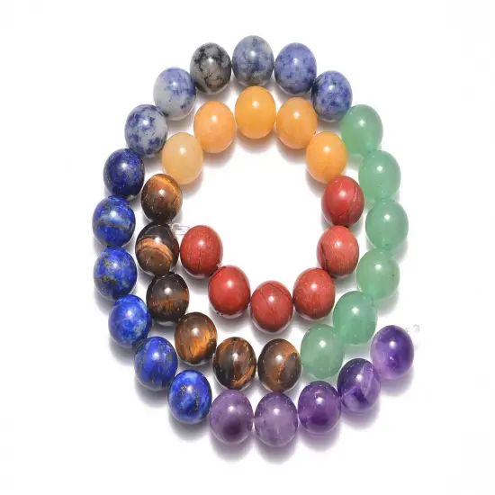 Reiki Healing 7 Chakras Yoga Gemstone Round Beads {3}
