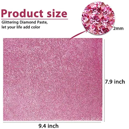12000 Pieces Bling Bling Rhinestone Sheet Rhinestones Sticker DIY Car Decoration Sticker Self Adhesive Glitter Rhinestones Crystal Gem Stickers for Car Decoration, 9.4 x 7.9 Inch (Pink) {5}