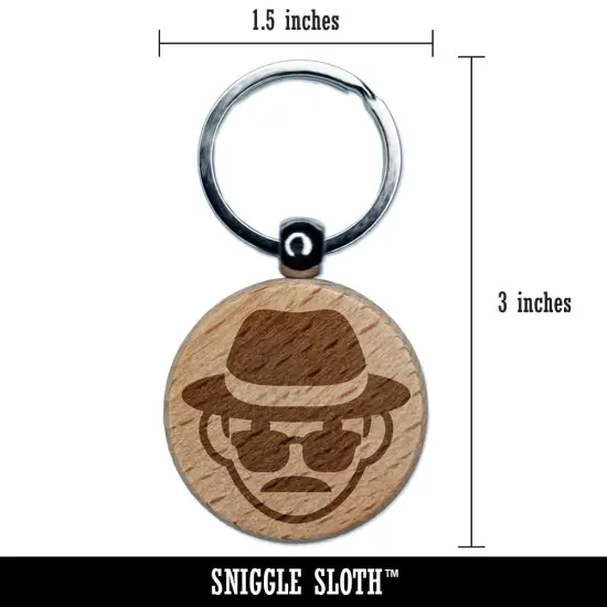 Occupation Detective Private Investigator Icon Engraved Wood Round Keychain Tag Charm {2}