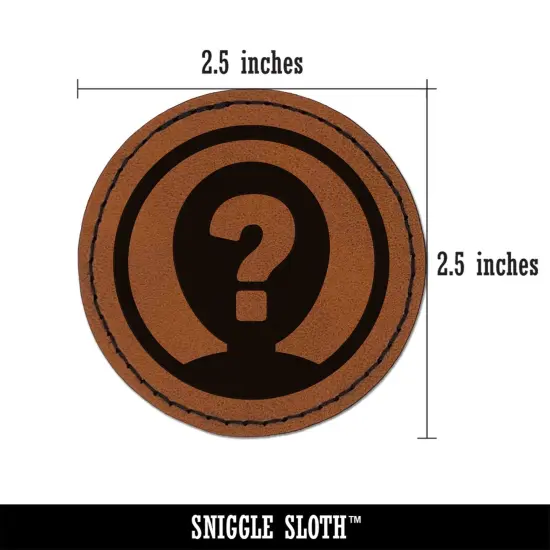Anonymous Hidden Secret Person Icon Round Iron-On Engraved Faux Leather Patch Applique - 2.5" Brown {3}