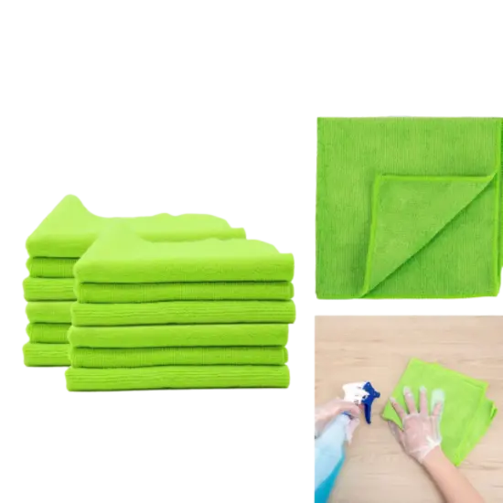 Kitcheniva Green Microfiber Kitchen Cleaning Towel 12" x 12" {4}
