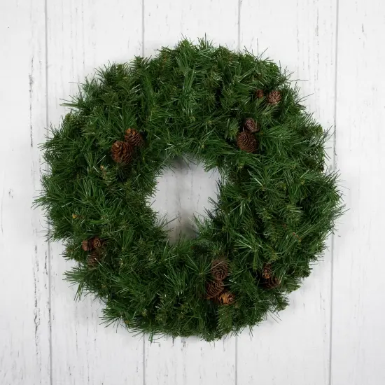 Northlight Dakota Red Pine Artificial Christmas Wreath with Pine Cones - 24" - Unlit Green {7}