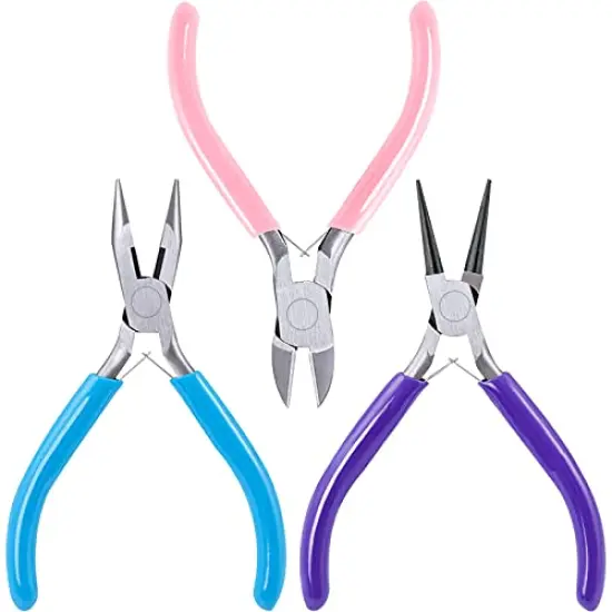 3 Pack Jewelry Pliers Set Tools Includes Needle Nose Pliers Round Nose Pliers Wire Cutters Chain Nose Pliers for Jewelry Making Repair, Wire Wrapping, Beading and Crafts {2}