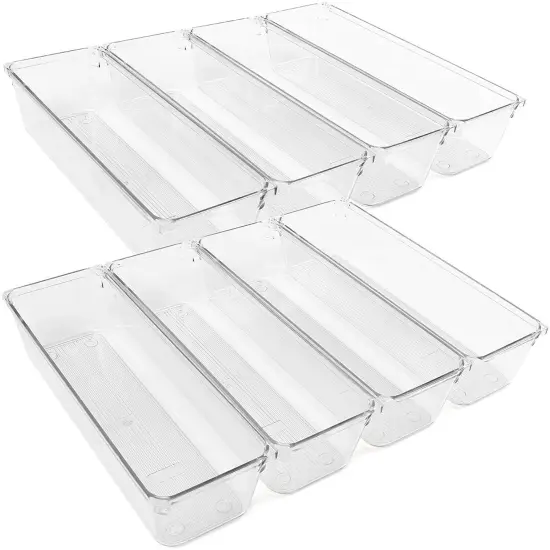 8Pcs Clear Plastic Drawer Organizers Storage Tray {1}