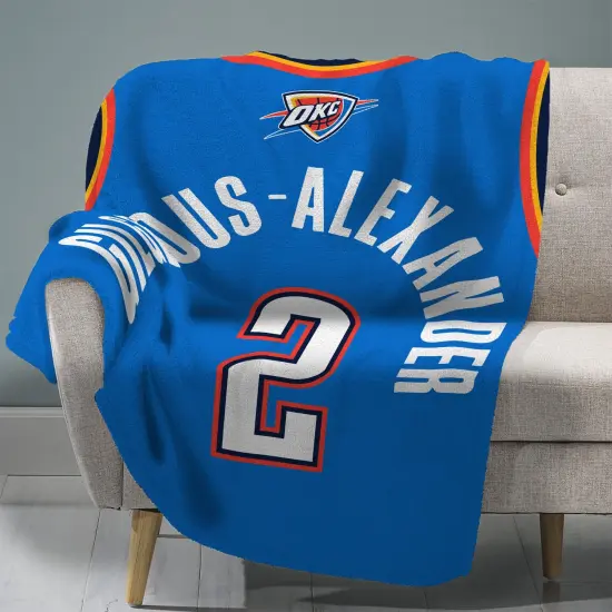 Sleep Squad Oklahoma City Thunder Shai Gilgeous-Alexander 60&rdquo; x 80&rdquo; Plush Jersey Basketball Blanket {1}