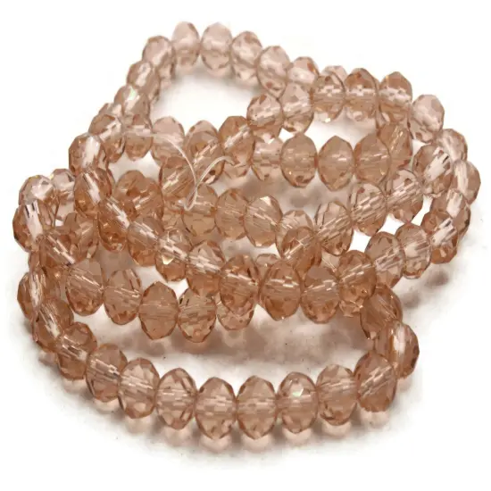82 6mm Pink Glass Faceted Round Beads {1}