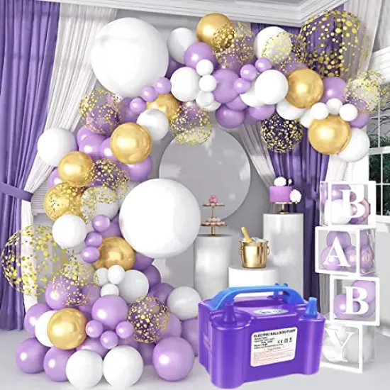 Electric Balloon Pump Portable Balloon Pump Electric Air Balloon Pump Electric Balloon Inflator, Balloon Decorations for Birthday Parties, Weddings, Festivals and Party（Purple） {5}